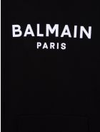 Kids Black Hoodie With White Velvet Logo Balmain Kids Black Hoodie With White Velvet Logo
