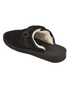 Fur Applique Side Strap Sandals SUICOKE Fur Applique Side Strap Sandals - Nero