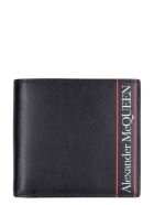 Leather Flap-over Wallet Alexander McQueen Leather Flap-over Wallet - Black/red