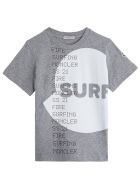 Moncler Gray Jersey T-shirt With Print Moncler Gray Jersey T-shirt With Print - Grey