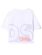 GCDS Mini White Cotton Cropped T-shirt GCDS Mini White Cotton Cropped T-shirt - Bianco