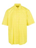 Yellow Shirt With White All-over Logo Balenciaga Yellow Shirt With White All-over Logo - Yellow/white