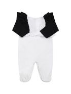 Balmain White Set For Baby Girl With Golden Logo Balmain White Set For Baby Girl With Golden Logo - White