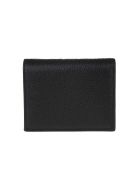 Black Folding Wallet In Textured Leather With Logo Balenciaga Black Folding Wallet In Textured Leather With Logo - Black/l white