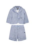 Armani Collezioni Light Blue Suit For Babyboy With Logo Armani Collezioni Light Blue Suit For Babyboy With Logo - Light Blue