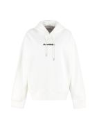 Jil Sander Logo Cotton Hoodie Jil Sander Logo Cotton Hoodie - White