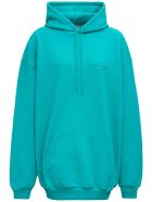 Balenciaga Turquoise Cotton Hoodie With Logo Balenciaga Turquoise Cotton Hoodie With Logo - Light blue