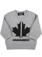 Dsquared2 Grey Sweatshirt For Baby Boy With Maple Leaf Dsquared2 Grey Sweatshirt For Baby Boy With Maple Leaf - Grey