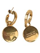 Versace Crystal Embellished Medusa Head Round Earrings Versace Crystal Embellished Medusa Head Round Earrings - White