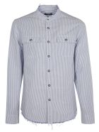 Balmain Frayed Edges Stripe Shirt Balmain Frayed Edges Stripe Shirt - Azure