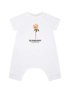 Burberry White Romper For Babygirl With Rose Burberry White Romper For Babygirl With Rose - White