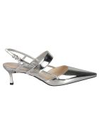 Prada Logo Plaque Side Buckle Slingback Pumps Prada Logo Plaque Side Buckle Slingback Pumps - Silver