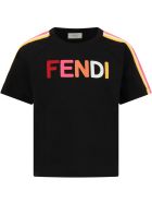 Fendi Black T-shirt For Girl With Logo Fendi Black T-shirt For Girl With Logo - Black