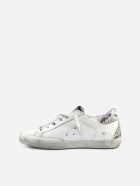 Golden Goose Superstar Sneakers In Leather With Python-effect Heel Tab Golden Goose Superstar Sneakers In Leather With Python-effect Heel Tab - White