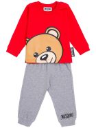 Moschino Coordinated Cotton Suit With Logo Print Moschino Coordinated Cotton Suit With Logo Print - Red