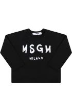 MSGM Black T-shirt For Babykids With Black Logo MSGM Black T-shirt For Babykids With Black Logo - Black
