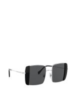 Miu Miu Miu Miu Mu 56vs Silver / Black Sunglasses Miu Miu Miu Miu Mu 56vs Silver / Black Sunglasses - SILVER / BLACK