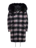 Tartan London Parka M51 For Woman With Fur Mr & Mrs Italy Tartan London Parka M51 For Woman With Fur - BLACK/WHITE / BLACK / BLACK