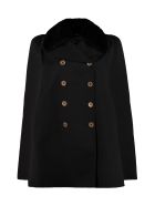 Fendi Fur Collar Wool Cape Coat Fendi Fur Collar Wool Cape Coat - black