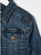 Kid Denim Jacket With Embossed Logo Balmain Kid Denim Jacket With Embossed Logo