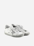 Golden Goose Superstar Sneakers In Leather With Python-effect Heel Tab Golden Goose Superstar Sneakers In Leather With Python-effect Heel Tab - White