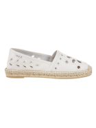 White Leather Espadrilles With Cut-out Detail RED Valentino White Leather Espadrilles With Cut-out Detail - Latte