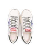 Junior White Super-star Sneakers With Blue Star And Black Spiler Golden Goose Junior White Super-star Sneakers With Blue Star And Black Spiler - Milk/blue/dark blue