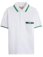 Gucci Cotton Piquet Polo With Web Detail Gucci Cotton Piquet Polo With Web Detail - Optic White Multicolor