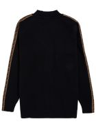 Fendi Wool Cardigan With Ff Side Bands Fendi Wool Cardigan With Ff Side Bands - Black