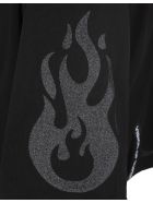 Black Cropped Woman T-shirt With Glitter Black Flame Vision of Super Black Cropped Woman T-shirt With Glitter Black Flame - Black/orange