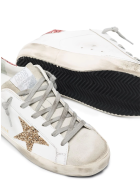 Woman White Super-star Sneakers With Pink And Gold Glitter Details Golden Goose Woman White Super-star Sneakers With Pink And Gold Glitter Details