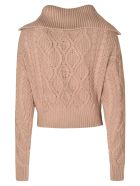 self-portrait Cable Knit Cardigan self-portrait Cable Knit Cardigan - Taupe