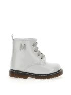 Monnalisa White Leather Boots With Logo Monnalisa White Leather Boots With Logo - Grey