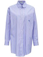 Etro Striped Cotton Poplin Shirt With Logo Etro Striped Cotton Poplin Shirt With Logo - Blu