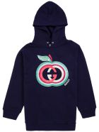 Gucci Blue Cotton Hoodie With Logo Print Gucci Blue Cotton Hoodie With Logo Print - Blu