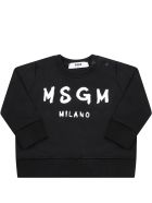 MSGM Black Sweatshirt For Babykids With Logo MSGM Black Sweatshirt For Babykids With Logo - Black