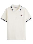 Moncler Cotton Piquet Polo Shirt With Logo Patch Moncler Cotton Piquet Polo Shirt With Logo Patch - White