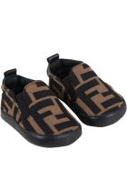 Fendi Brown Sneakers For Babykids With Double Ff Fendi Brown Sneakers For Babykids With Double Ff - Brown