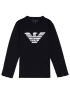 Emporio Armani Long-sleeved Blue Cotton T-shirt With Logo Print Emporio Armani Long-sleeved Blue Cotton T-shirt With Logo Print - Blu