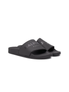 Unisex Kid Black Slippers With Logo Balmain Unisex Kid Black Slippers With Logo