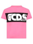 GCDS Neon Fuchsia T-shirt For Girl With Logo GCDS Neon Fuchsia T-shirt For Girl With Logo - Fucsia
