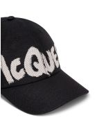 Alexander McQueen Cotton Hat With Graffiti Logo Print Alexander McQueen Cotton Hat With Graffiti Logo Print - Black