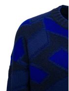 Versace Blue And Black Jacquard Wool Sweater Versace Blue And Black Jacquard Wool Sweater - Blu
