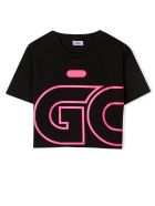 GCDS Mini Black Cotton Cropped T-shirt GCDS Mini Black Cotton Cropped T-shirt - Nero