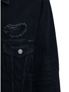 Balenciaga Barcode Black Denim Jacket With Tears Detail Balenciaga Barcode Black Denim Jacket With Tears Detail - Black