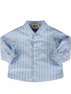 Gucci Light Blue Shirt For Babyboy With Logos Gucci Light Blue Shirt For Babyboy With Logos - Light Blue