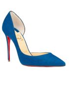 Christian Louboutin Blue Suede Iriza 100 Pumps Christian Louboutin Blue Suede Iriza 100 Pumps - BLUE