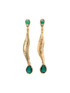 Alberta Ferretti Golden Metal Earrings With Green Stones Alberta Ferretti Golden Metal Earrings With Green Stones - Green