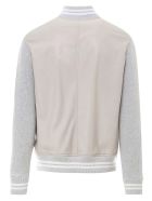 Brunello Cucinelli Grey Leather And Cotton Bomber Jacket Brunello Cucinelli Grey Leather And Cotton Bomber Jacket - Beige