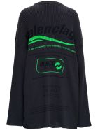 Balenciaga Oversize Ribbed Knit Sweater With Print Balenciaga Oversize Ribbed Knit Sweater With Print - Black